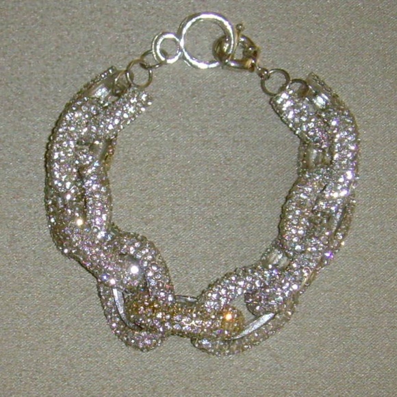 Brilliant Silver-Tone and Rhinestone Chain Link Bracelet - BLING! - Picture 8 of 14